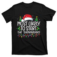 Most Likely To Start The Shenanigans Christmas Family Xmas T-Shirt