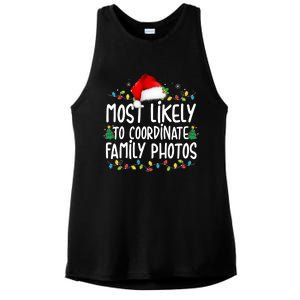 Most Likely To Coordinate Family Photos Christmas Ladies PosiCharge Tri-Blend Wicking Tank