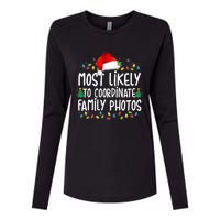 Most Likely To Coordinate Family Photos Christmas Womens Cotton Relaxed Long Sleeve T-Shirt