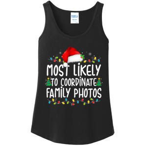 Most Likely To Coordinate Family Photos Christmas Ladies Essential Tank