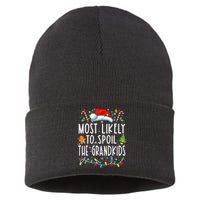 Most Likely To Spoil The Grandkids Funny Christmas Grandma Sustainable Knit Beanie