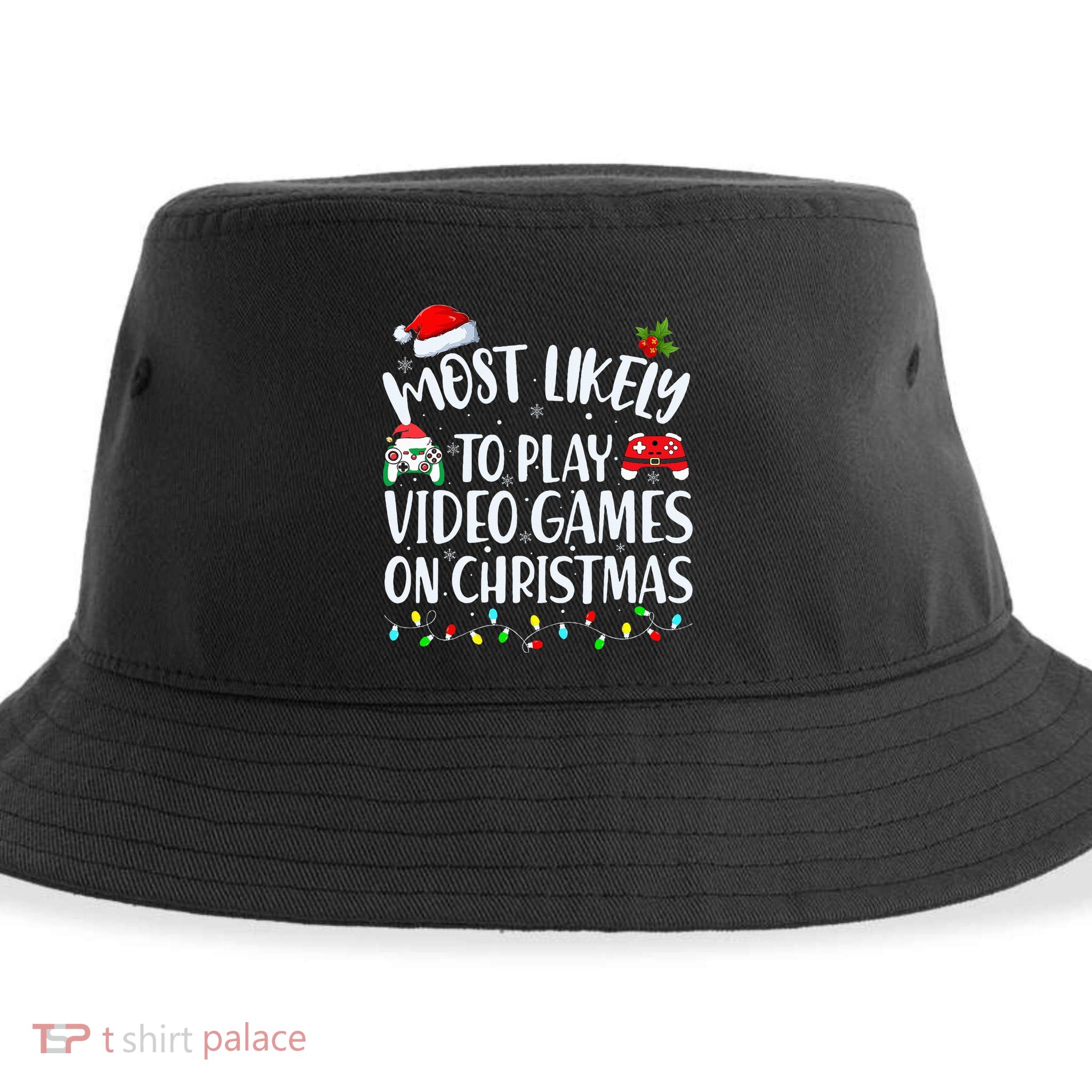Most Likely To Play Video Games On Christmas Gamer Sustainable Bucket Hat