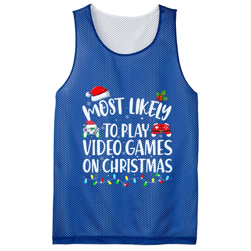 Most Likely To Play Video Games On Christmas Gamer Mesh Reversible Basketball Jersey Tank