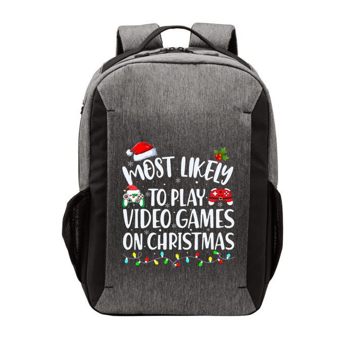 Most Likely To Play Video Games On Christmas Gamer Vector Backpack
