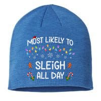 Most Likely To Sleigh All Day Matching Family Christmas Gift Sustainable Beanie