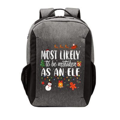 Most Likely To Be Mistaken As An Elf Family Christmas Vector Backpack