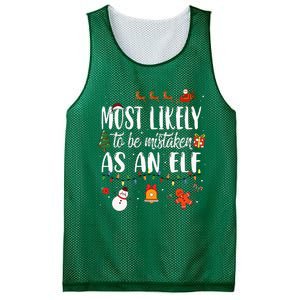 Most Likely To Be Mistaken As An Elf Family Christmas Mesh Reversible Basketball Jersey Tank