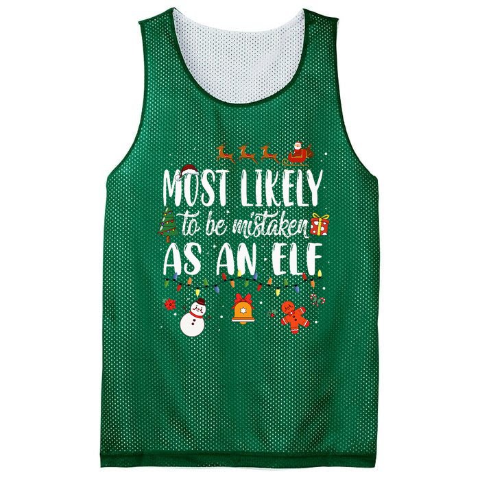 Most Likely To Be Mistaken As An Elf Family Christmas Mesh Reversible Basketball Jersey Tank