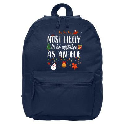 Most Likely To Be Mistaken As An Elf Family Christmas 16 in Basic Backpack