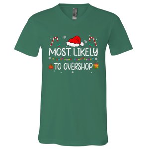 Most Likely To Overshop Shopping Squad Family Christmas V-Neck T-Shirt