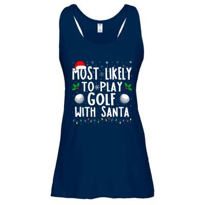 Most Likely To Play Golf With Santa Family Christmas Ladies Essential Flowy Tank