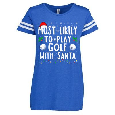 Most Likely To Play Golf With Santa Family Christmas Enza Ladies Jersey Football T-Shirt