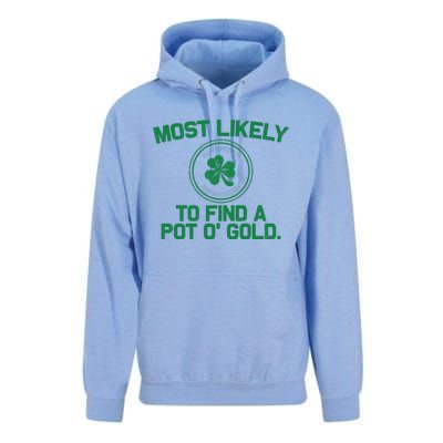 Most Likely To Find A Pot O' Gold Funny St Patricks Day Unisex Surf Hoodie