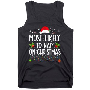 Most Likely To Nap On Christmas Funny Family Christmas Tank Top