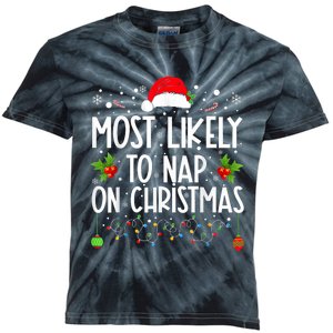 Most Likely To Nap On Christmas Funny Family Christmas Kids Tie-Dye T-Shirt