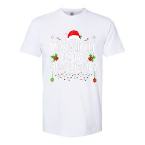 Most Likely To Nap On Christmas Funny Family Christmas Softstyle CVC T-Shirt