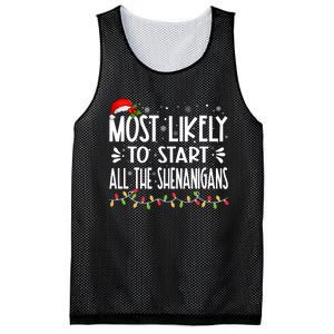 Most Likely To Start All The Shenanigans Funny Family Mesh Reversible Basketball Jersey Tank