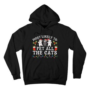 Most Likely To Pet All The Cats Cute 2025 Christmas Cat Hoodie