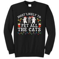 Most Likely To Pet All The Cats Cute 2025 Christmas Cat Sweatshirt