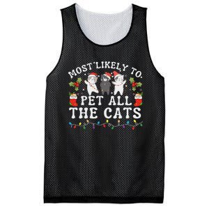 Most Likely To Pet All The Cats Cute 2025 Christmas Cat Mesh Reversible Basketball Jersey Tank