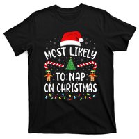 Most Likely To Nap On Christmas Funny Family Christmas T-Shirt