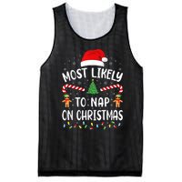 Most Likely To Nap On Christmas Funny Family Christmas Mesh Reversible Basketball Jersey Tank