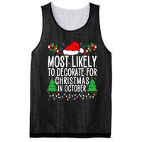 Most Likely To Decorate For Christmas In October Xmas Family Mesh Reversible Basketball Jersey Tank