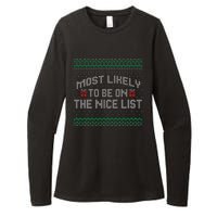 Most Likely To Be On The Nice List Family Ugly Christmas Pajamas Womens CVC Long Sleeve Shirt