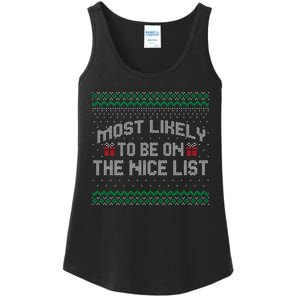 Most Likely To Be On The Nice List Family Ugly Christmas Pajamas Ladies Essential Tank