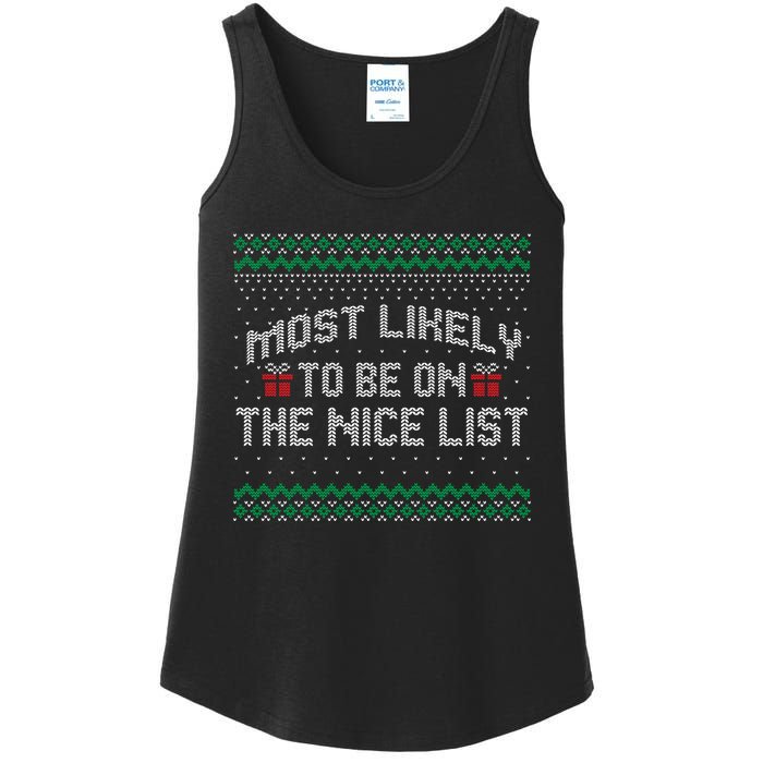 Most Likely To Be On The Nice List Family Ugly Christmas Pajamas Ladies Essential Tank