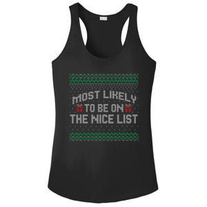 Most Likely To Be On The Nice List Family Ugly Christmas Pajamas Ladies PosiCharge Competitor Racerback Tank