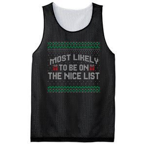 Most Likely To Be On The Nice List Family Ugly Christmas Pajamas Mesh Reversible Basketball Jersey Tank