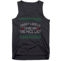 Most Likely To Be On The Nice List Family Ugly Christmas Pajamas Tank Top