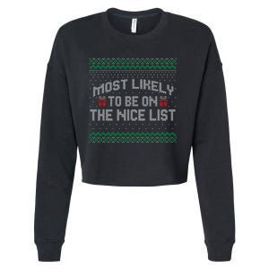 Most Likely To Be On The Nice List Family Ugly Christmas Pajamas Cropped Pullover Crew