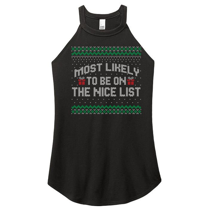 Most Likely To Be On The Nice List Family Ugly Christmas Pajamas Women's Perfect Tri Rocker Tank