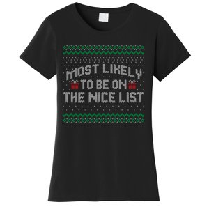 Most Likely To Be On The Nice List Family Ugly Christmas Pajamas Women's T-Shirt