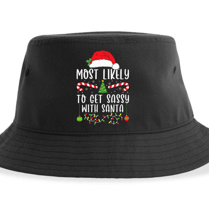 Most Likely To Get Sassy With Santa Christmas Matching Sustainable Bucket Hat