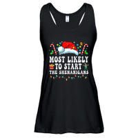 Most Likely To Start The Shenanigans Christmas Family Ladies Essential Flowy Tank