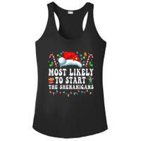 Most Likely To Start The Shenanigans Christmas Family Ladies PosiCharge Competitor Racerback Tank