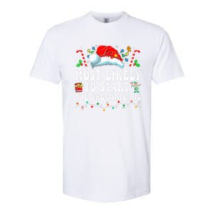 Most Likely To Start The Shenanigans Christmas Family Softstyle CVC T-Shirt