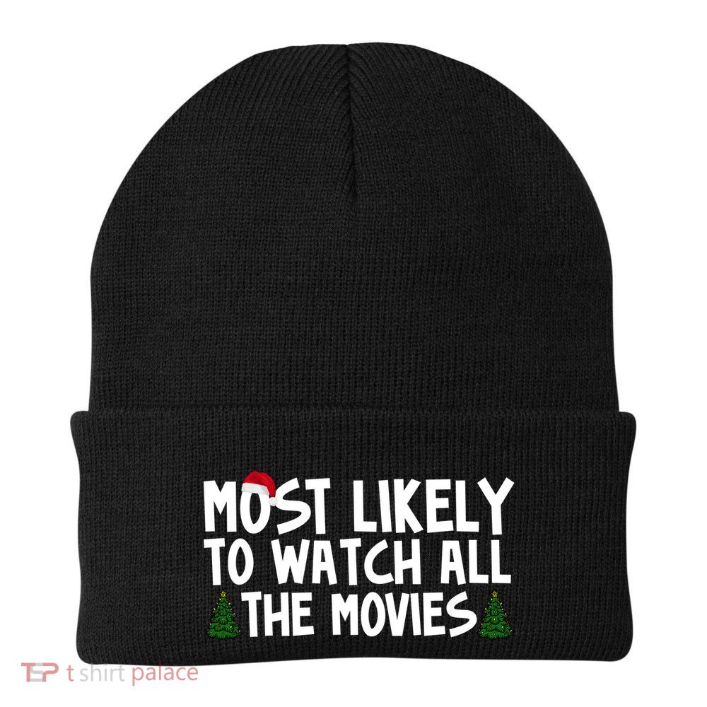 Most Likely To Watch All The Movies Christmas Knit Cap Winter Beanie