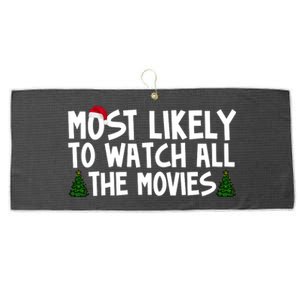 Most Likely To Watch All The Movies Christmas Large Microfiber Waffle Golf Towel