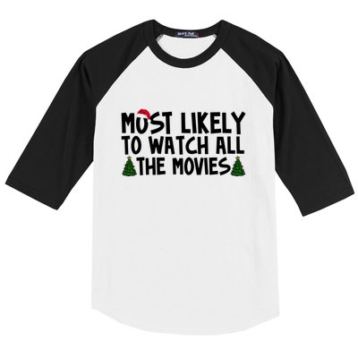 Most Likely To Watch All The Movies Christmas Baseball Sleeve Shirt