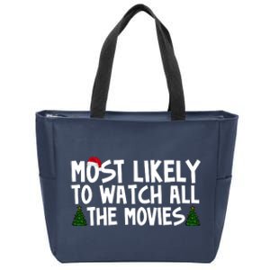 Most Likely To Watch All The Movies Christmas Zip Tote Bag