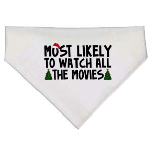 Most Likely To Watch All The Movies Christmas USA-Made Doggie Bandana