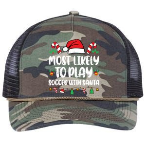 Most Likely To Play Soccer With Santa Family Retro Rope Trucker Hat Cap