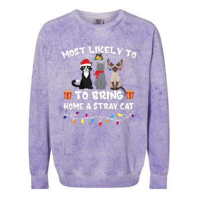 Most Likely To Bring Home A Stray Cat Matching Christmas Colorblast Crewneck Sweatshirt