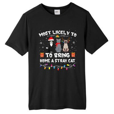 Most Likely To Bring Home A Stray Cat Matching Christmas Tall Fusion ChromaSoft Performance T-Shirt