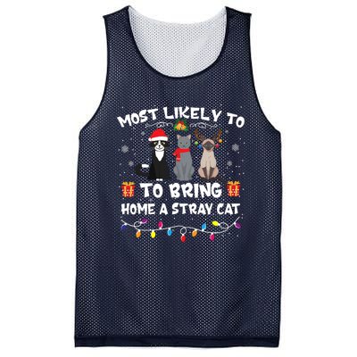 Most Likely To Bring Home A Stray Cat Matching Christmas Mesh Reversible Basketball Jersey Tank