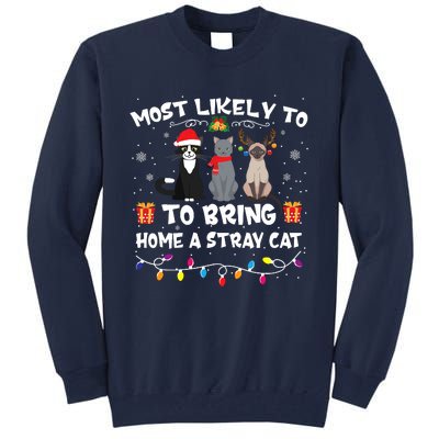 Most Likely To Bring Home A Stray Cat Matching Christmas Tall Sweatshirt